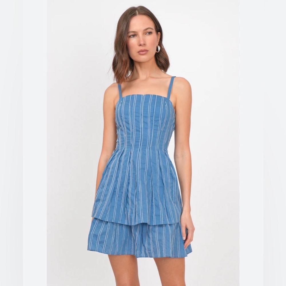 Adelyn Rae Blue and White Striped Mini Dress